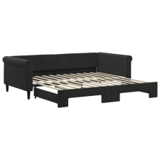 vidaXL fekete kihúzható bársonyheverő 100 x 200 cm (3197782) ágy és ágykellék