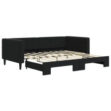 vidaXL fekete kihúzható bársonyheverő 90 x 190 cm (3196706) ágy és ágykellék