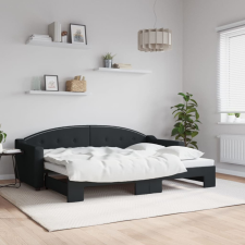 vidaXL fekete kihúzható szövet heverő 80 x 200 cm ágy és ágykellék