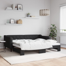 vidaXL fekete kihúzható szövet heverő 90 x 190 cm ágy és ágykellék