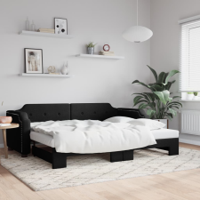 vidaXL fekete kihúzható szövet heverő 90 x 190 cm ágy és ágykellék
