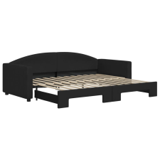 vidaXL fekete kihúzható szövet heverő 90x200 cm (3197190) ágy és ágykellék