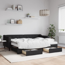 vidaXL fekete kihúzható szövet heverő fiókokkal 80 x 200 cm ágy és ágykellék