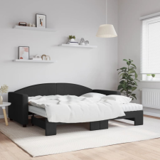 vidaXL fekete kihúzható szövet heverő matracokkal 90 x 190 cm ágy és ágykellék