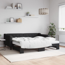 vidaXL fekete kihúzható szövet heverő matracokkal 90 x 190 cm ágy és ágykellék