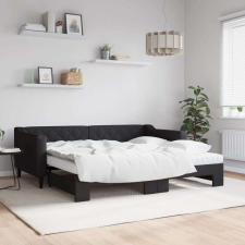 vidaXL fekete kihúzható szövet heverő matracokkal 90 x 190 cm ágy és ágykellék