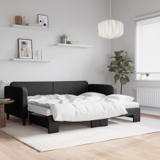 vidaXL fekete kihúzható szövet heverő matracokkal 90 x 200 cm ágy és ágykellék