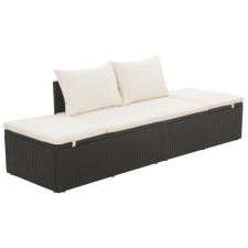 vidaXL fekete/krémfehér kültéri polyrattan heverő 195 x 60 x 60 cm kerti bútor