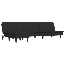 vidaXL fekete L-alakú bársony kanapéágy 255x140x70 cm (3157263) bútor