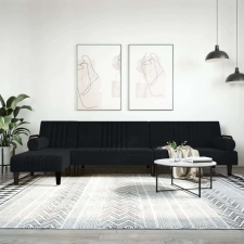 vidaXL fekete L-alakú bársony kanapéágy 260x140x70 cm bútor