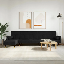 vidaXL fekete L-alakú bársony kanapéágy 271x140x70 cm bútor