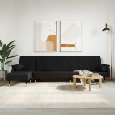vidaXL fekete L-alakú bársony kanapéágy 271x140x70 cm bútor