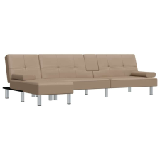 vidaXL Fekete l-alakú műbőr kanapéágy 255x140x70 cm bútor