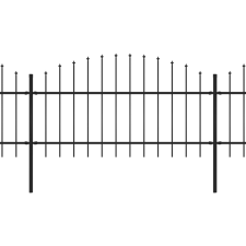 vidaXL fekete lándzsahegy tetejű acélkerítés (1-1,25) x 3,4 m (277722) kerti bútor
