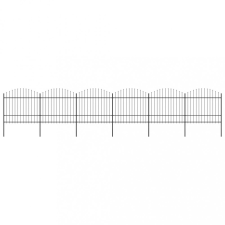 vidaXL Fekete lándzsahegy tetejű acélkerítés (1,5-1,75) x 10,2 m kerti dekoráció