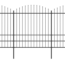 vidaXL fekete lándzsahegy tetejű acélkerítés (1,75-2) x 10,2 m (277753) kerti bútor