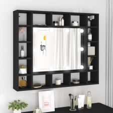 vidaXL fekete LED-es tükrös szekrény 91x15x76,5 cm fürdőszoba bútor