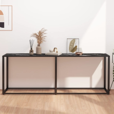 vidaXL fekete márványszínű edzett üveg tálalóasztal 200 x 35 x 75,5 cm bútor