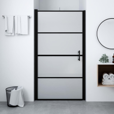 vidaXL fekete matt edzett üveg zuhanyajtó 91 x 195 cm kád, zuhanykabin