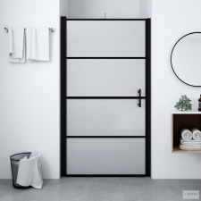 vidaXL Fekete matt edzett üveg zuhanyajtó 91 x 195 cm kád, zuhanykabin