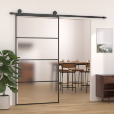 vidaXL fekete matt ESG üveg és alumínium tolóajtó 102,5x205 cm építőanyag