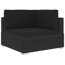 vidaXL fekete moduláris polyrattan sarokfotel párnákkal kerti bútor