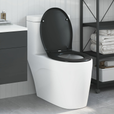 vidaXL Fekete Műanyag Standard WC ülőke Ovális Modern takarító és háztartási eszköz