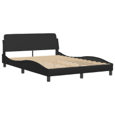 vidaXL fekete műbőr ágykeret fejtámlával 120 x 200 cm (373158) ágy és ágykellék