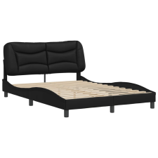 vidaXL fekete műbőr ágykeret fejtámlával 140 x 190 cm (3207995) ágy és ágykellék
