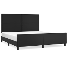 vidaXL fekete műbőr ágykeret fejtámlával 160x200 cm (3125518) ágy és ágykellék