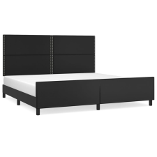vidaXL fekete műbőr ágykeret fejtámlával 200x200 cm (3125530) ágy és ágykellék