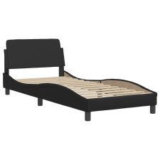 vidaXL fekete műbőr ágykeret fejtámlával 90x190 cm (373098) ágy és ágykellék