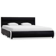vidaXL fekete műbőr ágykeret LED csíkkal 140 x 200 cm  (284975) ágy és ágykellék