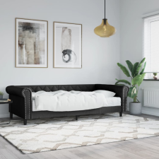 vidaXL fekete műbőr heverő matraccal 90 x 200 cm ágy és ágykellék