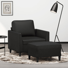 vidaXL fekete műbőr kanapéfotel lábtartóval 60 cm bútor