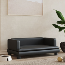 vidaXL fekete műbőr kutyaágy 80 x 45 x 30 cm szállítóbox, fekhely kutyáknak