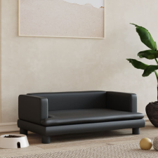 vidaXL fekete műbőr kutyaágy 80 x 45 x 30 cm szállítóbox, fekhely kutyáknak