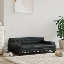vidaXL Fekete műbőr kutyaágy 90 x 53 x 30 cm szállítóbox, fekhely kutyáknak