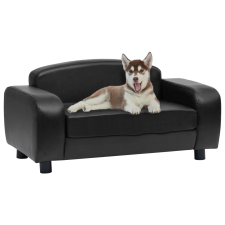 vidaXL fekete műbőr kutyakanapé 80 x 50 x 40 cm szállítóbox, fekhely kutyáknak