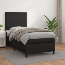 vidaXL fekete műbőr rugós ágy matraccal 100 x 200 cm ágy és ágykellék