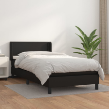 vidaXL fekete műbőr rugós ágy matraccal 100 x 200 cm ágy és ágykellék