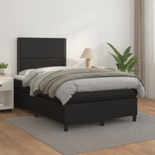 vidaXL fekete műbőr rugós ágy matraccal 120 x 200 cm ágy és ágykellék