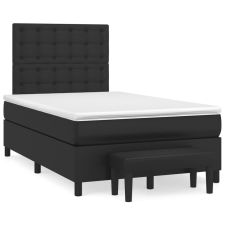 vidaXL fekete műbőr rugós ágy matraccal 120 x 200 cm (3137653) ágy és ágykellék