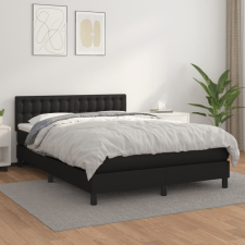 vidaXL fekete műbőr rugós ágy matraccal 140 x 190 cm ágy és ágykellék