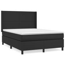 vidaXL fekete műbőr rugós ágy matraccal 140 x 190 cm (3132375) ágy és ágykellék