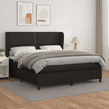 vidaXL fekete műbőr rugós ágy matraccal 160 x 200 cm ágy és ágykellék