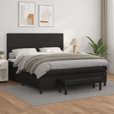 vidaXL fekete műbőr rugós ágy matraccal 160 x 200 cm ágy és ágykellék