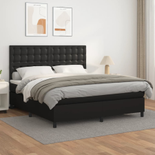 vidaXL fekete műbőr rugós ágy matraccal 160 x 200 cm ágy és ágykellék