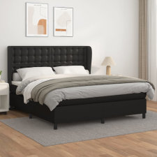 vidaXL fekete műbőr rugós ágy matraccal 180 x 200 cm ágy és ágykellék
