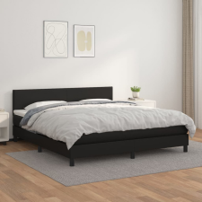 vidaXL fekete műbőr rugós ágy matraccal 180 x 200 cm ágy és ágykellék